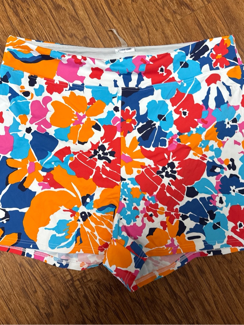 Lands' End Floral Swim Shorts in White, Orange, Blue, Pink, Red